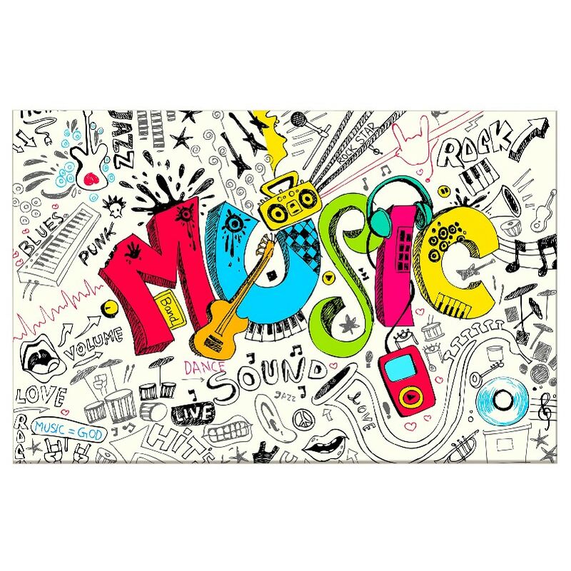 

Homemania - Cuadro Colores - Musica - para la sala de estar, la habitacion - Multicolor en Poliester, madera, 100 x 3 x 50 cm