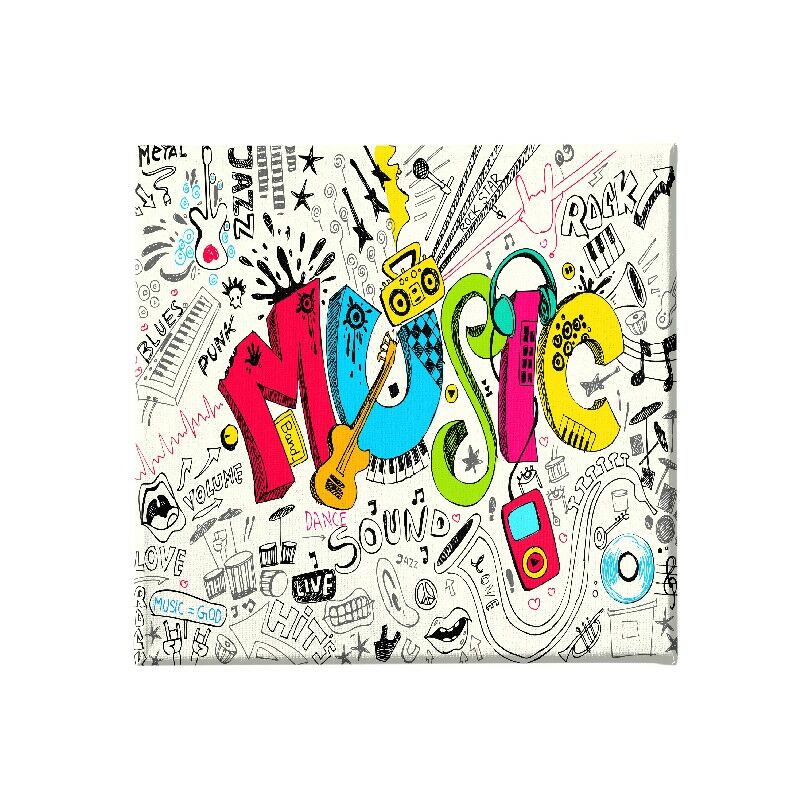 

Homemania - Cuadro Colores - Musica - para la sala de estar, la habitacion - Multicolor en Poliester, madera, 60 x 3 x 60 cm