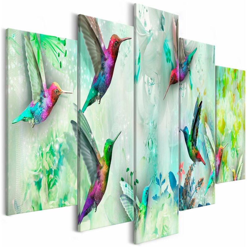 

Cuadro - Colourful Hummingbirds (5 Parts) Wide Green Medidas 200X100