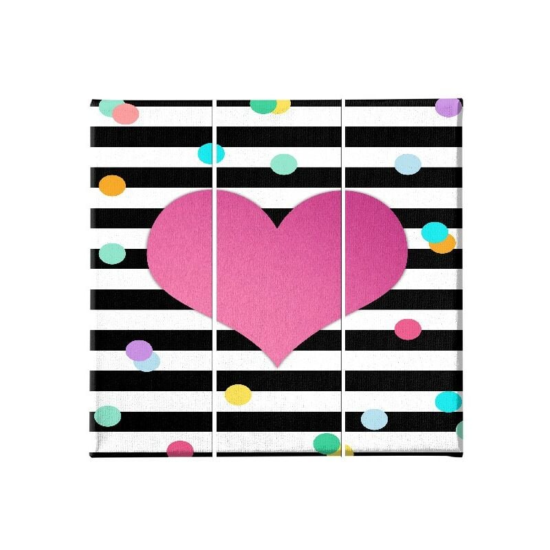 

Homemania - Cuadro Corazon - 3 Piezas - Amor - para la sala de estar, la habitacion - Multicolor en Poliester, madera, 69 x 3 x 50 cm