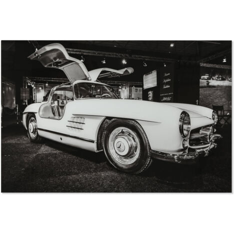 Cuadro Cristal Templado 120X0,4X80 Coche Blanco