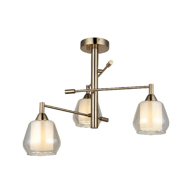 

Cuadro Da Parete - Luz de techo - de la pared - Oro en Metal, Vidrio, 54 x 54 x 56 cm, 3 x E27, Max 40W