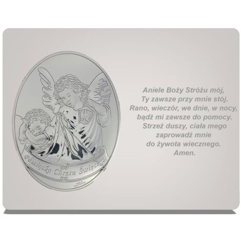 Cuadro de ángel de la guarda, plateado, moderno, encima de la cama, con grabado, 15x11,5, recuerdo de bautizo Tamaño: 15x11,5 cm SKU: VL815/1BI/S