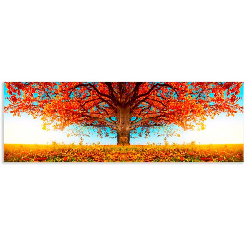 

Cuadro de Árbol de la Vida en lienzo naranja de 180x60 cm