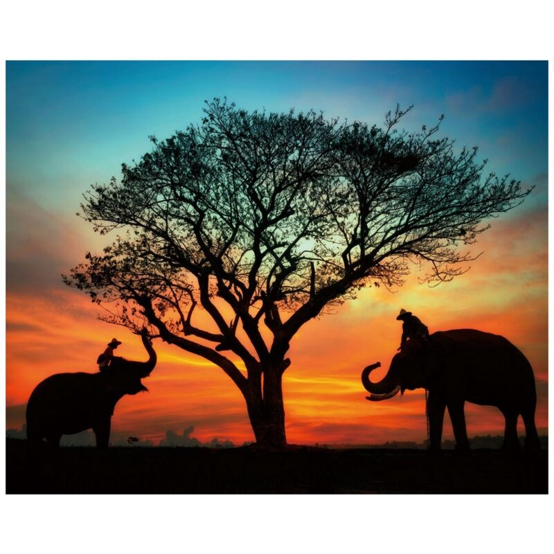 

Cuadro de árbol en lienzo naranja de 80x100 cm