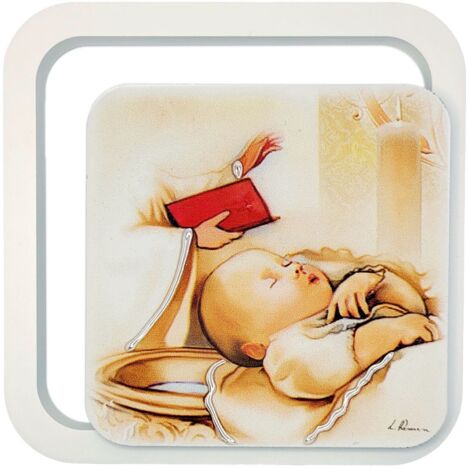 Cuadro de bautismo pintado sobre madera Tamaño: 11x11cm SKU: ES0620250