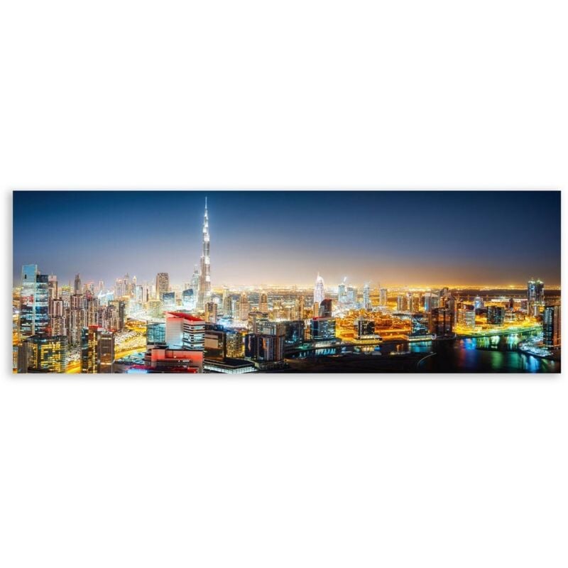 

Cuadro de ciudad fotoimpreso en lienzo azul oscuro de 150x50 cm
