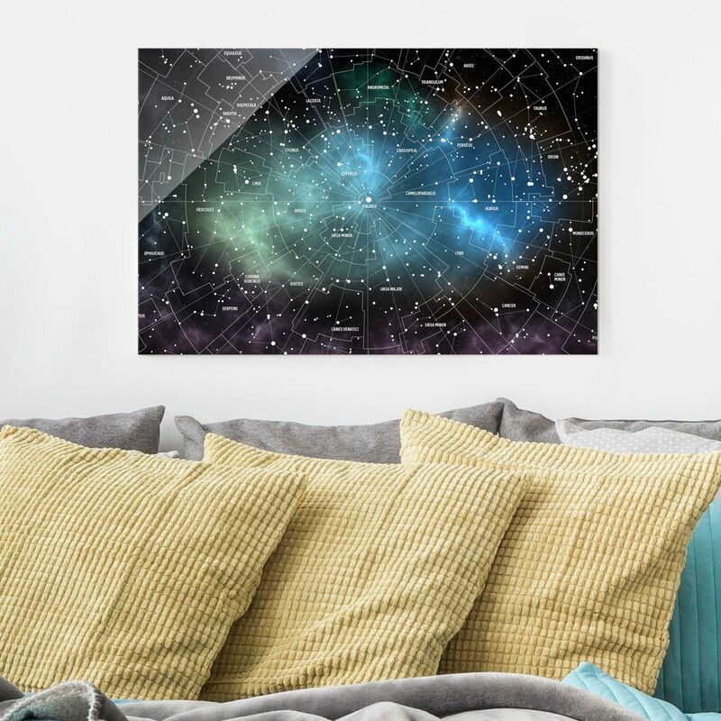 

Bilderwelten - Cuadro de cristal - Constellations map Galaxy fog - Apaisado 2:3 Dimensión LxA: 80cm x 120cm