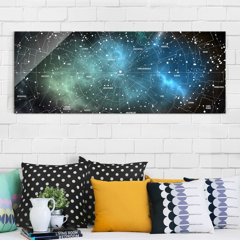 

Bilderwelten - Cuadro de cristal - Constellations map Galaxy fog - Panorama Apaisado Dimensión LxA: 30cm x 80cm