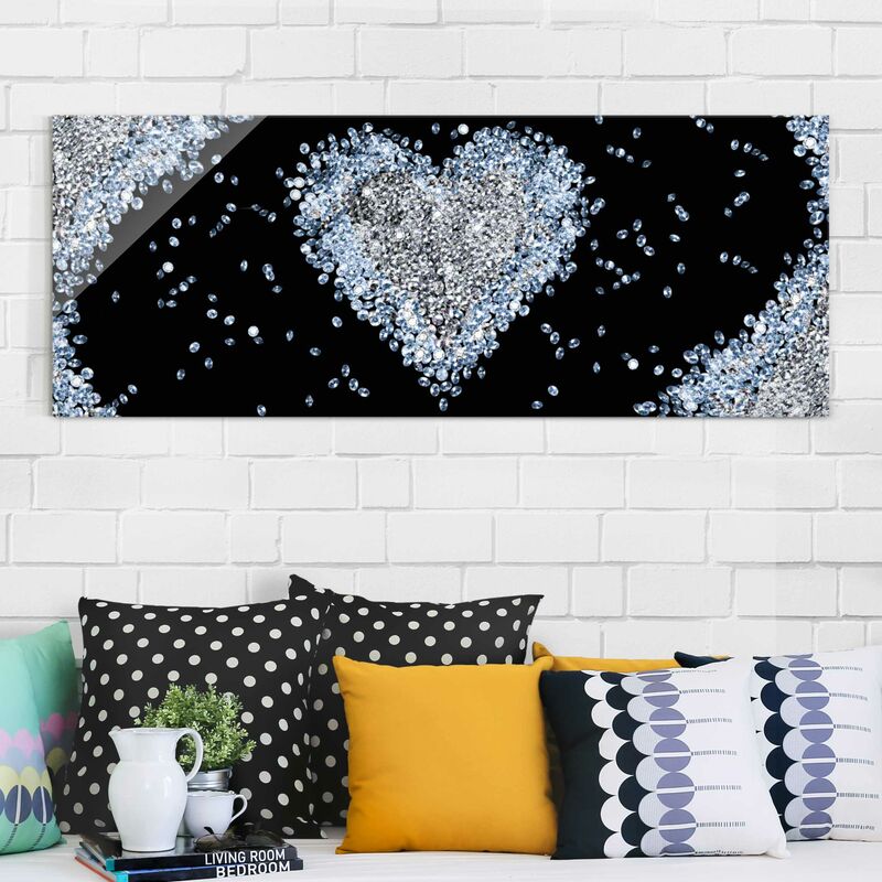 

Cuadro de cristal - Diamond Heart - Panorama Apaisado Dimensión LxA: 20cm x 55cm