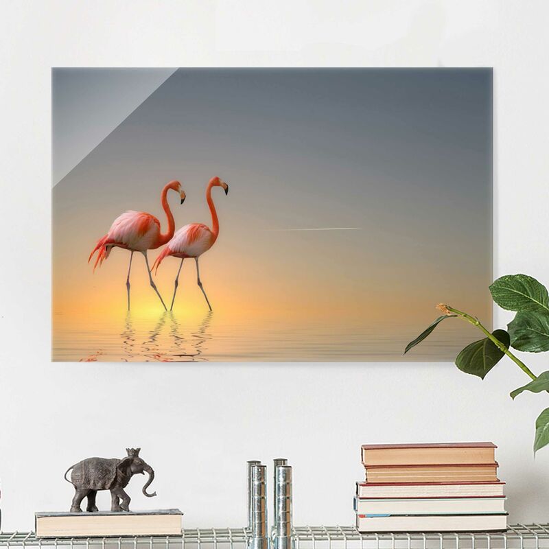 

Bilderwelten - Cuadro de cristal - Flamingo Love - Formato Apaisado 2:3 Dimensión LxA: 60cm x 90cm