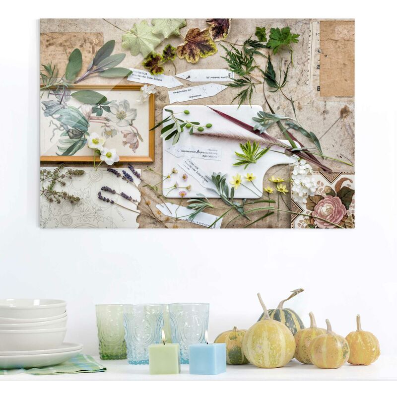 

Bilderwelten - Cuadro de cristal - Flowers And Garden Herbs Vintage - Formato Apaisado 2:3 Dimensión LxA: 40cm x 60cm