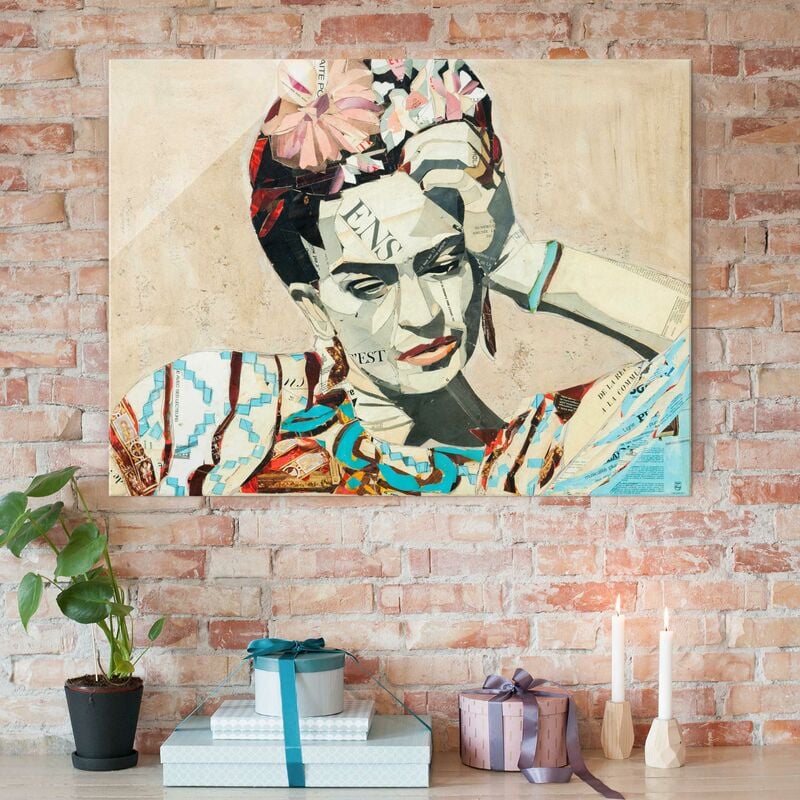 

Bilderwelten - Cuadro de cristal - Frida Kahlo - Collage No.1 - Formato Apaisado 3:4 Dimensión LxA: 75cm x 100cm