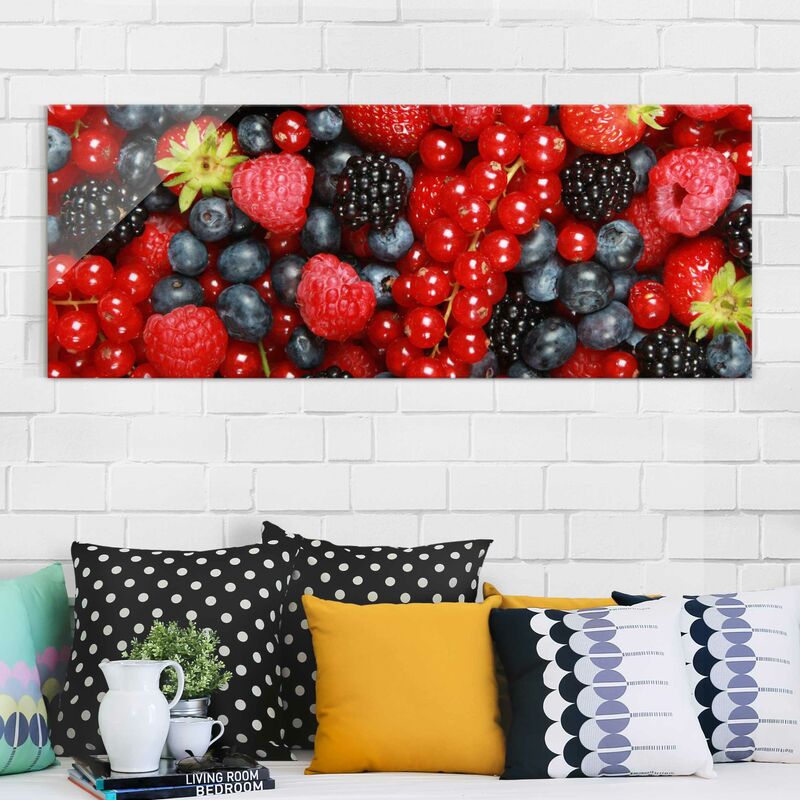 

Cuadro de cristal - Fruity Berries - Panorama Apaisado Dimensión LxA: 30cm x 80cm