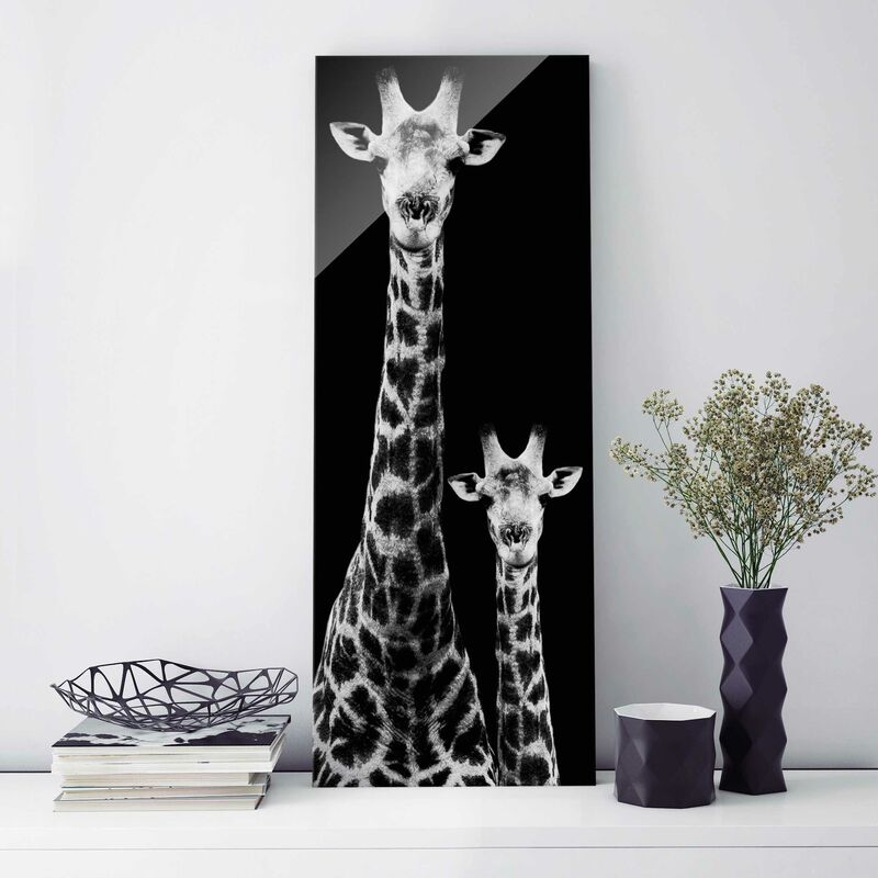 

Cuadro de cristal - Giraffe Duo black-white - Panorama Alto Dimensión LxA: 80cm x 30cm
