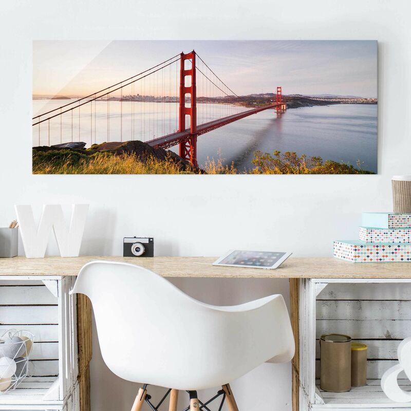 

Cuadro de cristal - Golden Gate Bridge in San Francisco - Panorama Apaisado Dimensión LxA: 30cm x 80cm
