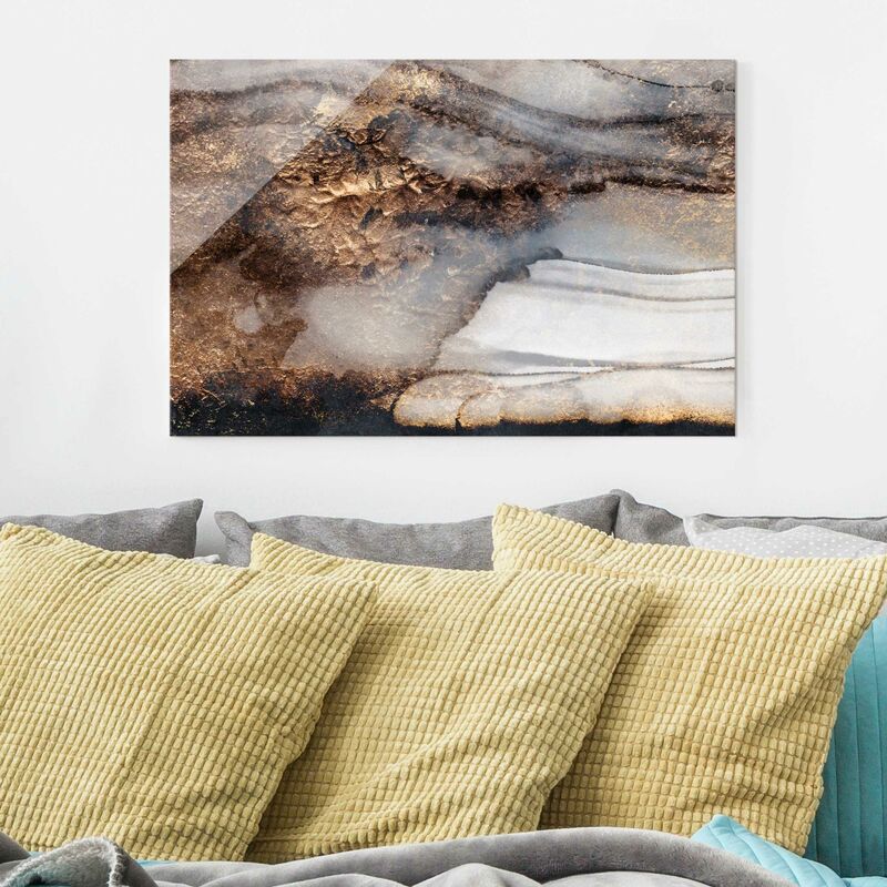 

Bilderwelten - Cuadro de cristal - Golden Marble Painted - Formato Apaisado 2:3 Dimensión LxA: 60cm x 90cm