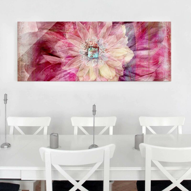 

Cuadro de cristal - Grunge Flower - Panorama Apaisado Dimensión LxA: 40cm x 100cm