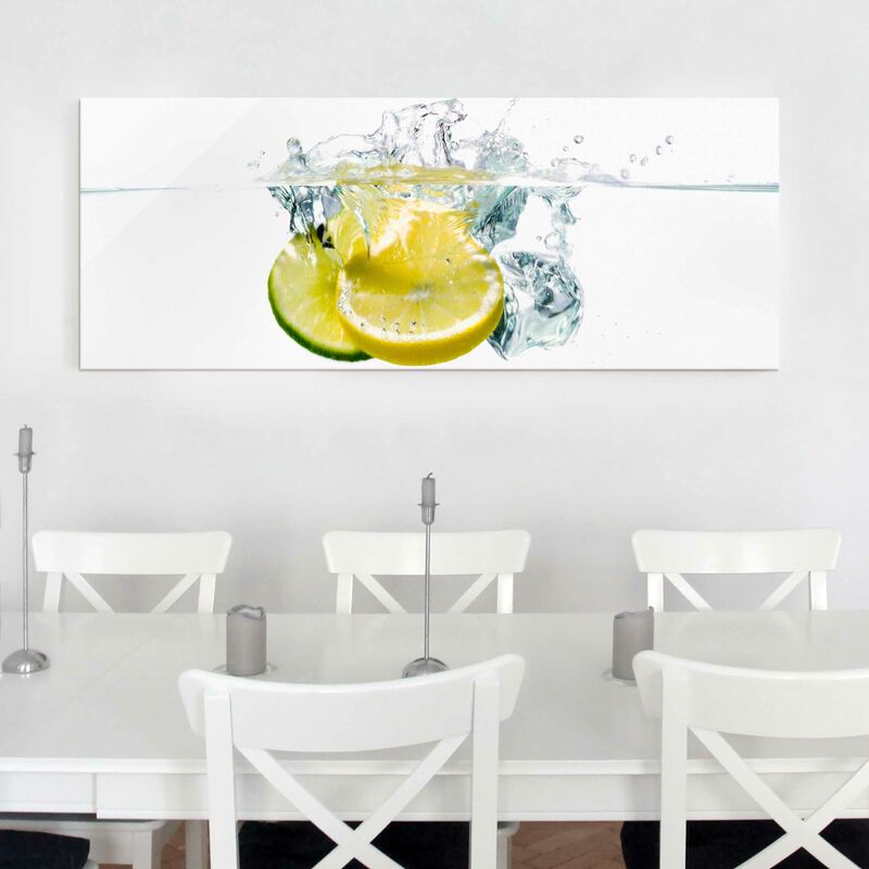 

Cuadro de cristal - Lemon And Lime In Water - Panorama Apaisado Dimensión LxA: 50cm x 125cm