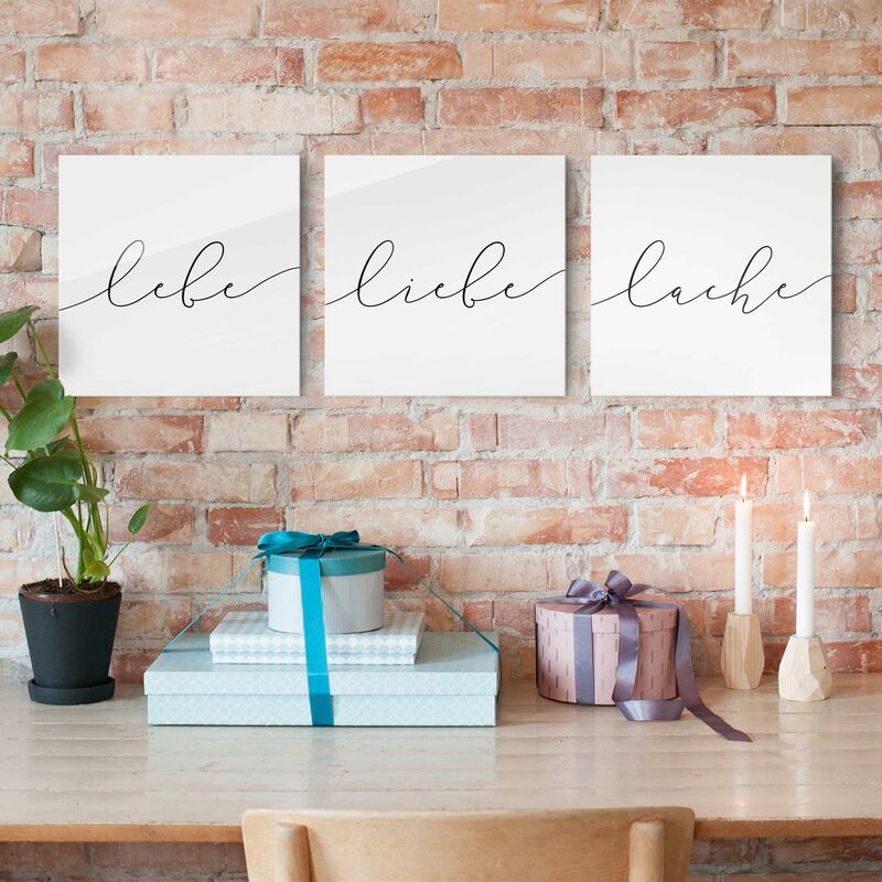 

Bilderwelten - Cuadro de cristal - Live Love Laugh Calligraphy - 3 parte Dimensión LxA: 3x 30cm x 30cm