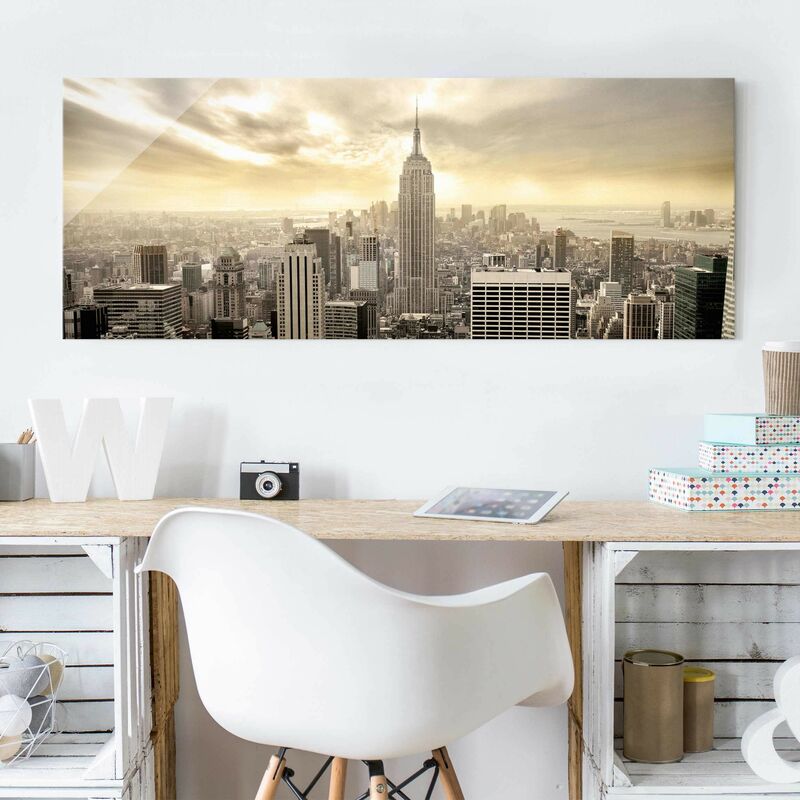 

Cuadro de cristal - Manhattan Dawn - Panorama Apaisado Dimensión LxA: 20cm x 55cm
