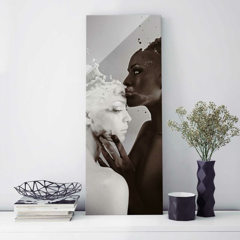 

Cuadro de cristal - Milk & Coffee Kiss - Panorama Alto Dimensión LxA: 55cm x 20cm