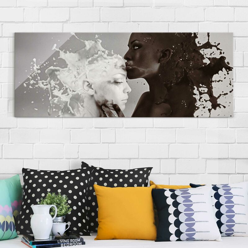 

Cuadro de cristal - Milk & Coffee Kiss - Panorama Apaisado Dimensión LxA: 20cm x 55cm