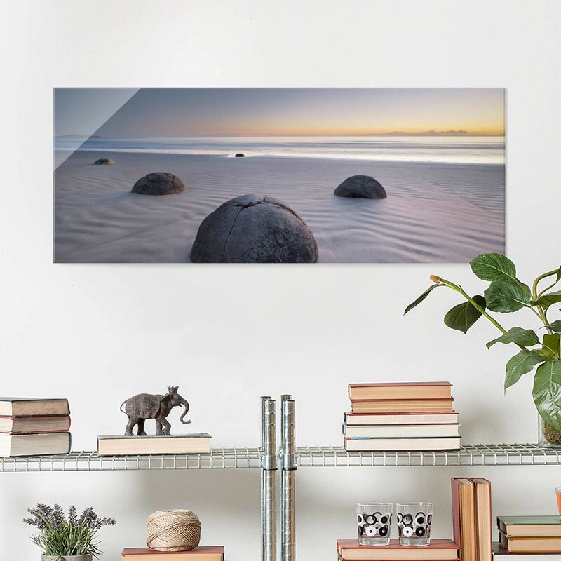 

Bilderwelten - Cuadro de cristal - Moeraki Boulders New Zealand - Panorama Apaisado Dimensión LxA: 40cm x 100cm