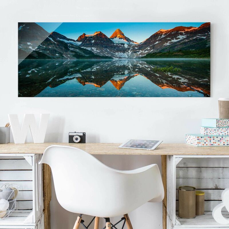 

Cuadro de cristal - Mountain Landscape at Lake Magog in Canada - Panorama Apaisado Dimensión LxA: 20cm x 55cm
