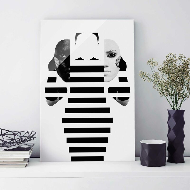 

Bilderwelten - Cuadro de cristal - Máscaras en Blanco y Negro - Formato Alto 3:2 Dimensión LxA: 120cm x 80cm