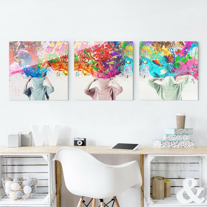 

Cuadro de cristal multipart - Brain Explosions 3 parte Dimensión LxA: 3x 50cm x 50cm