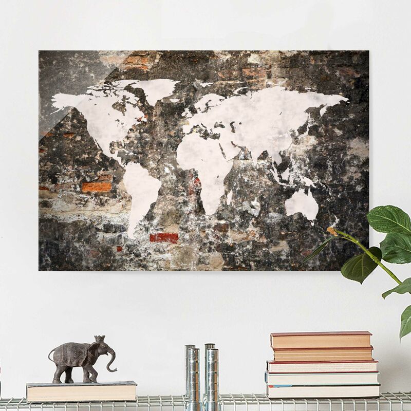 

Bilderwelten - Cuadro de cristal - Old wall world map - Apaisado 2:3 Dimensión LxA: 80cm x 120cm