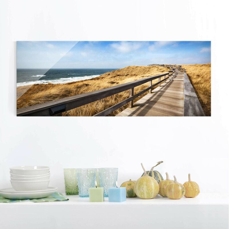 

Cuadro de cristal - Pathway Through the dunes at the North Sea at Sylt - Panorama Apaisado Dimensión LxA: 30cm x 80cm