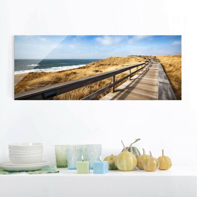 

Cuadro de cristal - Pathway Through the dunes at the North Sea at Sylt - Panorama Apaisado Dimensión LxA: 20cm x 55cm