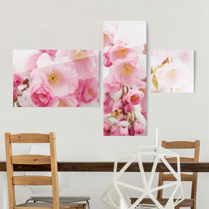 

Bilderwelten - Cuadro de cristal - Snow-Covered Cherry Blossoms - 3 parte Dimensión LxA: 40x60cm - 80x30cm - 30x30cm