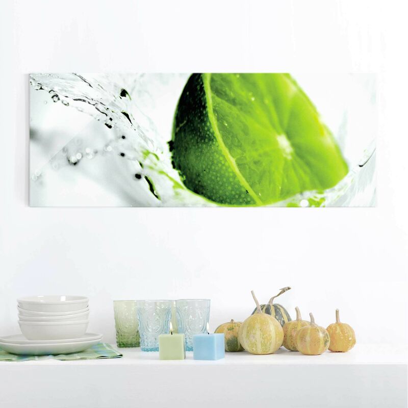 

Cuadro de cristal - Splash Lime - Panorama Apaisado Dimensión LxA: 50cm x 125cm
