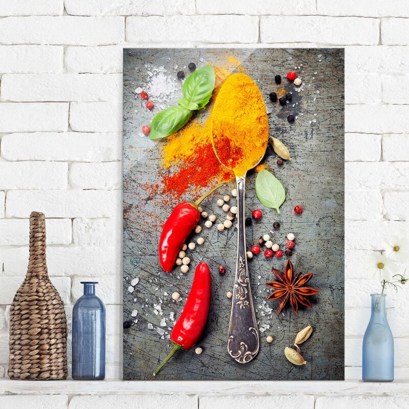 

Bilderwelten - Cuadro de cristal - Spoons with spices - Formato Alto 3:2 Dimensión LxA: 120cm x 80cm