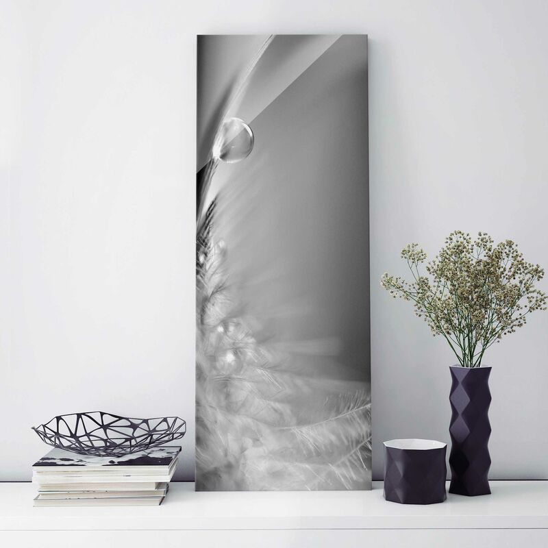 

Cuadro de cristal - Story of a Waterdrop Black White - Panorama Alto Dimensión LxA: 100cm x 40cm Material: Premium