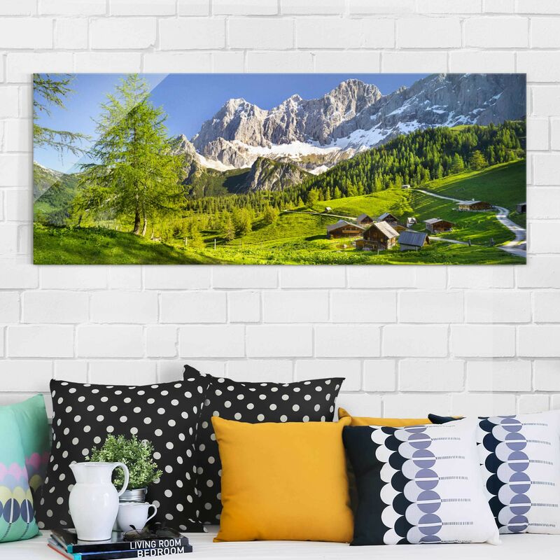 

Cuadro de cristal - Styria Alpine meadow - Panorama Apaisado Dimensión LxA: 30cm x 80cm