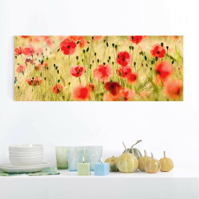

Cuadro de cristal - Summer Poppies - Panorama Apaisado Dimensión LxA: 30cm x 80cm