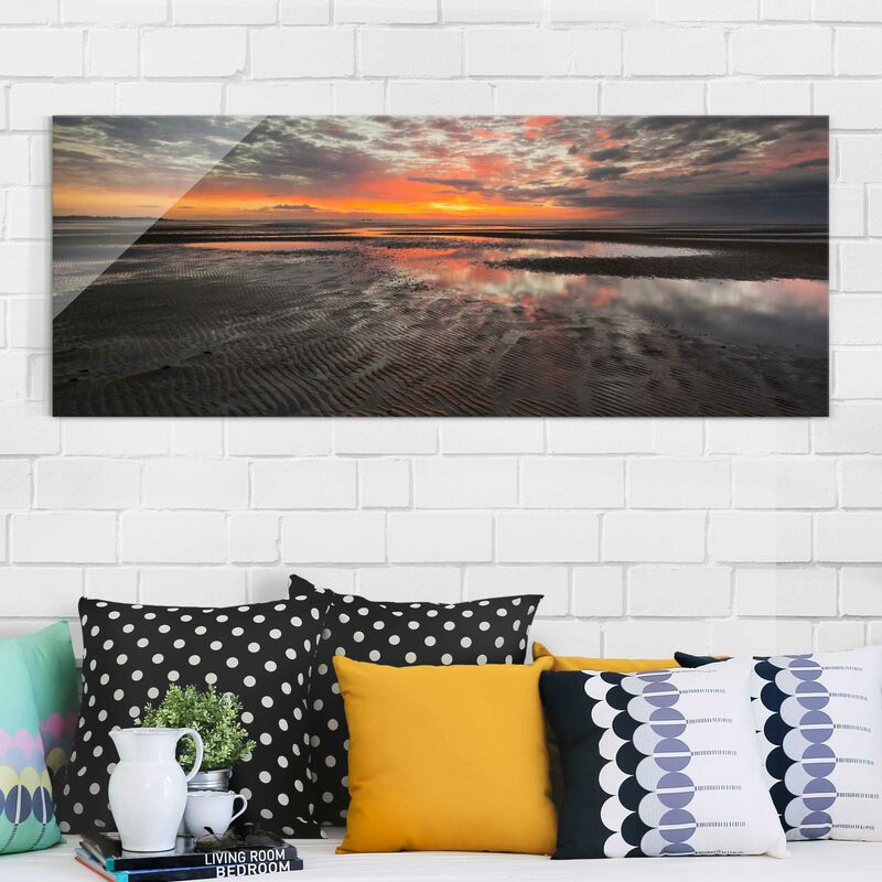

Bilderwelten - Cuadro de cristal - Sunrise Over The Mudflat - Panorama Apaisado Dimensión LxA: 50cm x 125cm