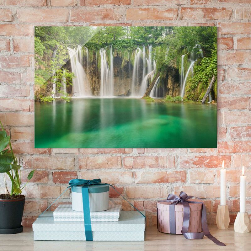 

Bilderwelten - Cuadro de cristal - Waterfall Plitvice Lakes - Apaisado 2:3 Dimensión LxA: 80cm x 120cm