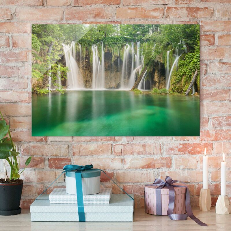 

Bilderwelten - Cuadro de cristal - Waterfall Plitvice Lakes - Apaisado 2:3 Dimensión LxA: 40cm x 60cm