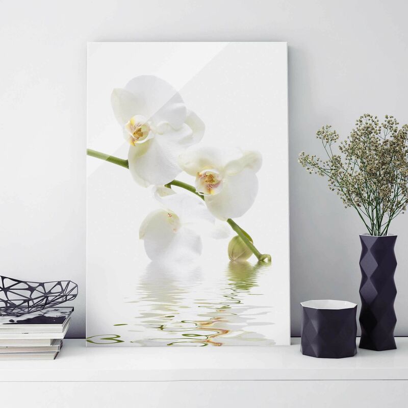 

Cuadro de cristal - White Orchid Waters - Alto 3:2 Dimensión LxA: 60cm x 40cm