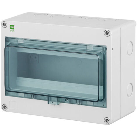 Cuadro de distribución de superficie HERMETICA 1x8+2 módulos PE+N, puerta ahumada, IP65, 1000V DC, PV
