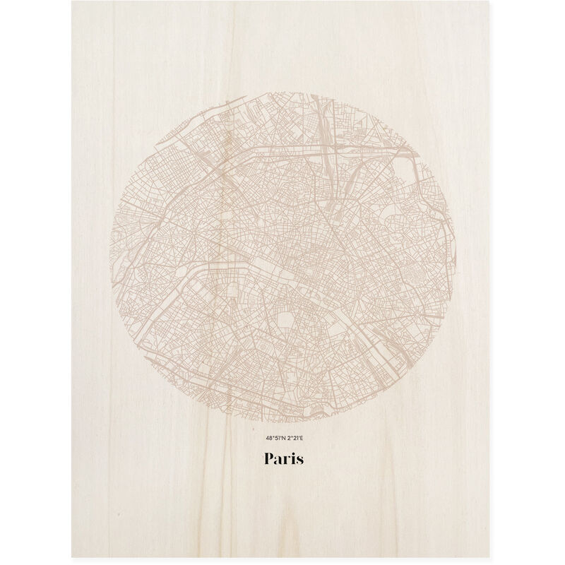 

Cuadro de madera Paris Map