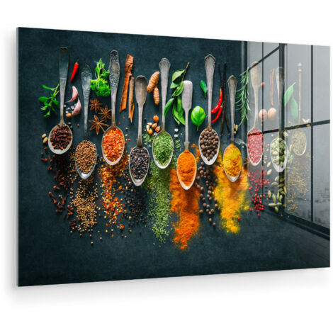 CUADRO DE METACRILATO Hierbas - Especias - Cucharas Adornos Pared 90x60