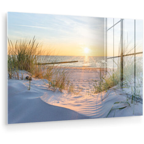 CUADRO DE METACRILATO Playa - Sol - Duna - Hierba - Arena - Horizonte Pinturas 60x40