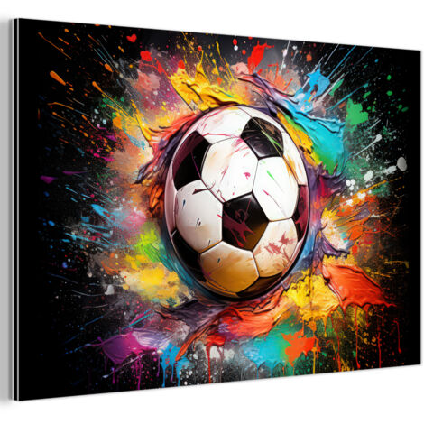 CUADRO DE METAL Fútbol - Pintura - Colores - Negro - Blanco Cuadros Grande 120x80