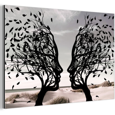 CUADRO DE METAL Playa - Mar - Gente - Árbol - Arte moderno Cuadros Grande 120x80